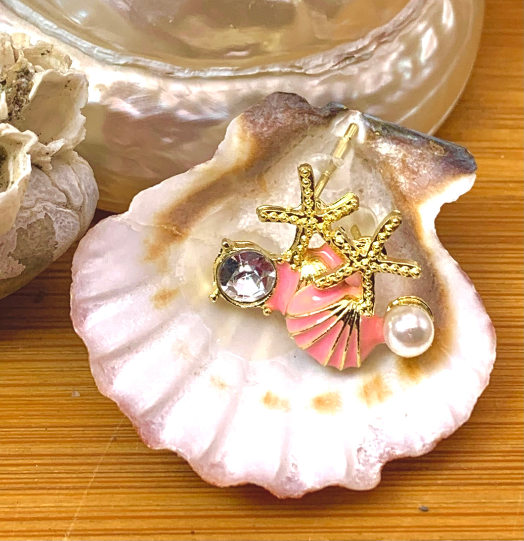 Pink Shell Stud Earrings
