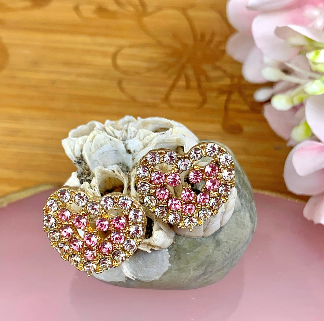 Sparkling Heart Studded Earrings